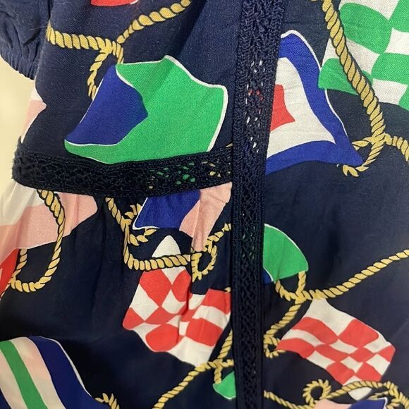 NWOT Crown & Ivy Button Front Belted Nautical Flag Dress. Size M Medium 8/10 - Picture 6 of 9